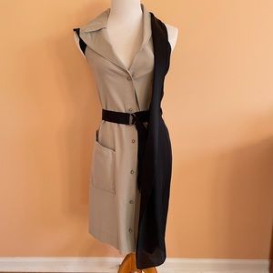 NIMA Beige/Black Sleeveless Stretch Dress 2 NWT